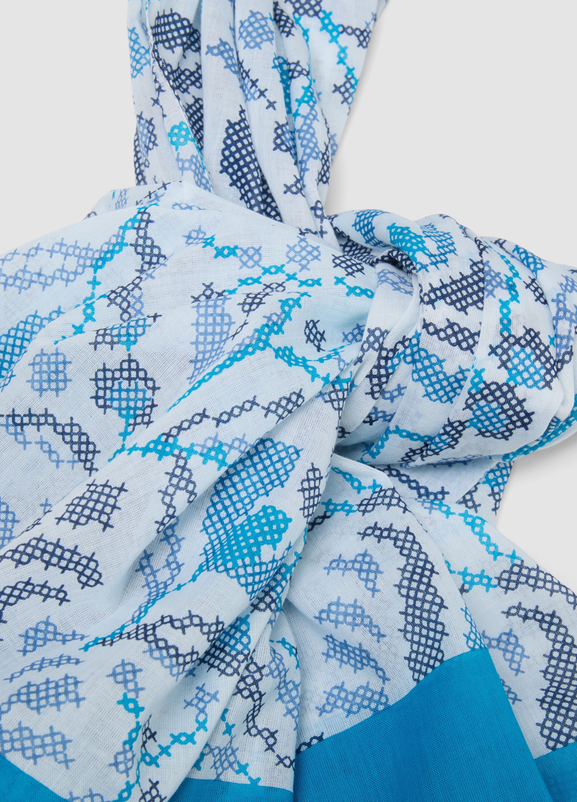 Multicoloured pure cotton scarf