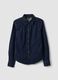 Dark blue slim-fit stretch cotton denim shirt_4