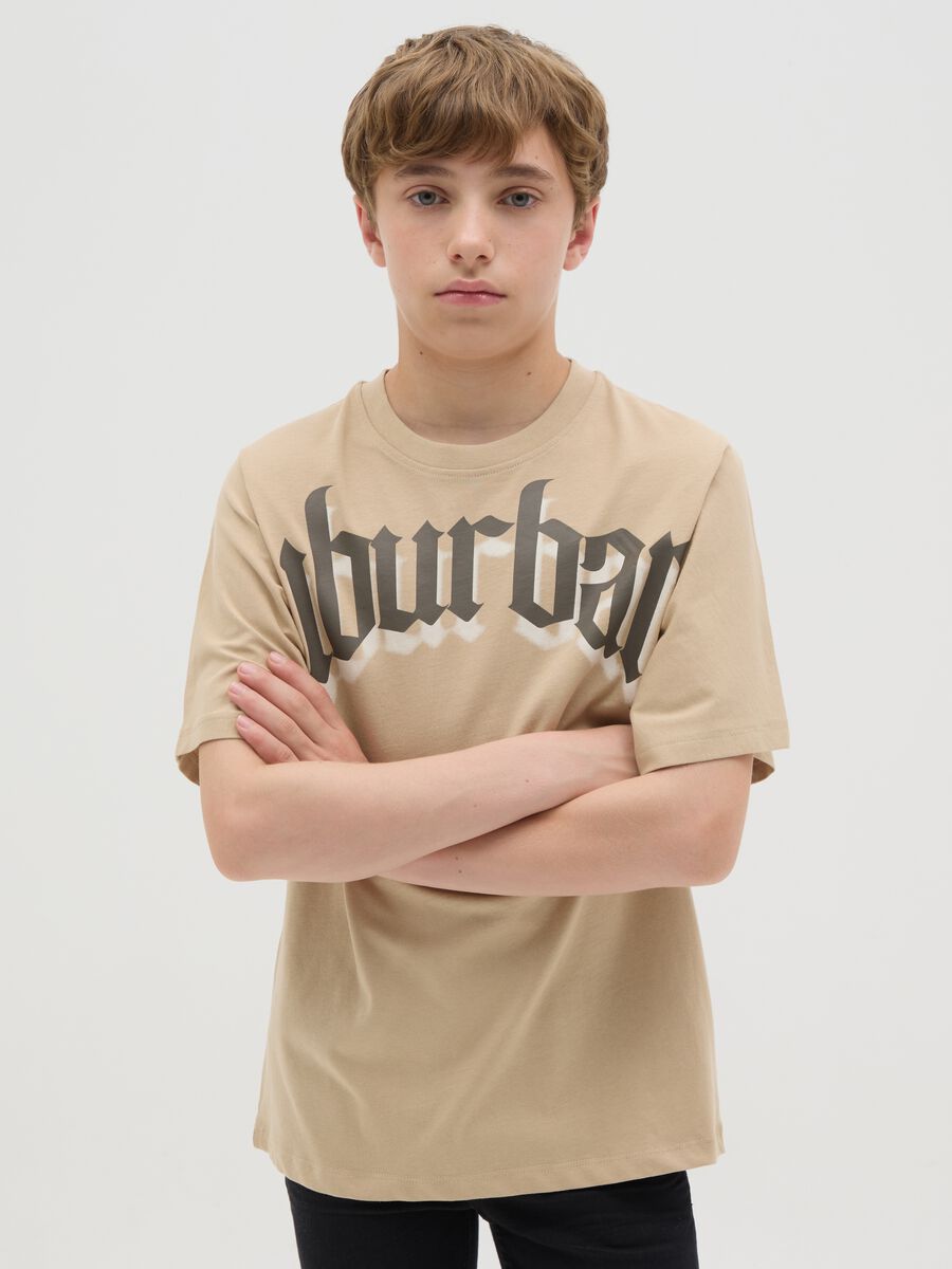 Beige T-shirt with Suburbans print_0