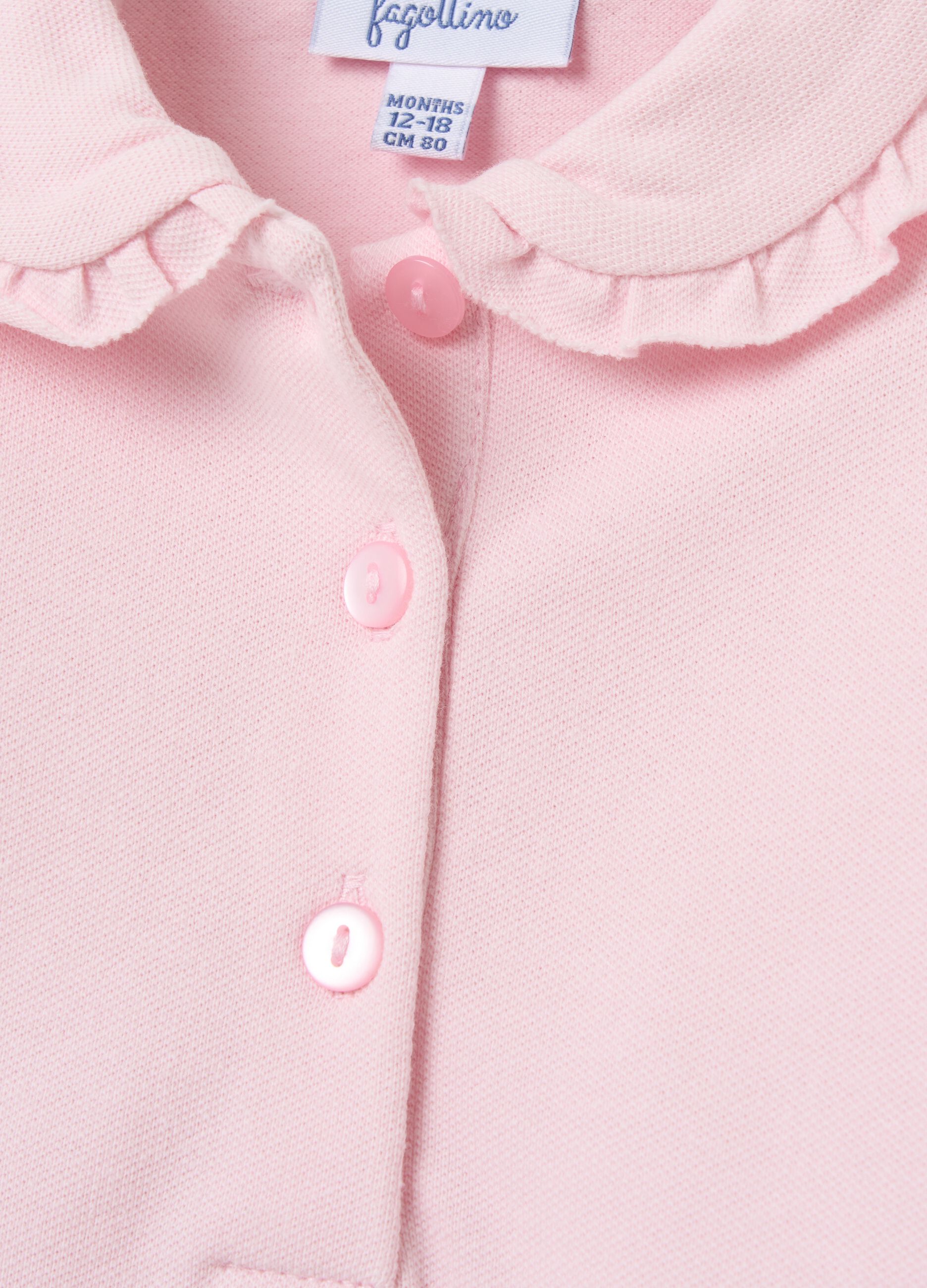 Long-sleeved polo shirt with frills
