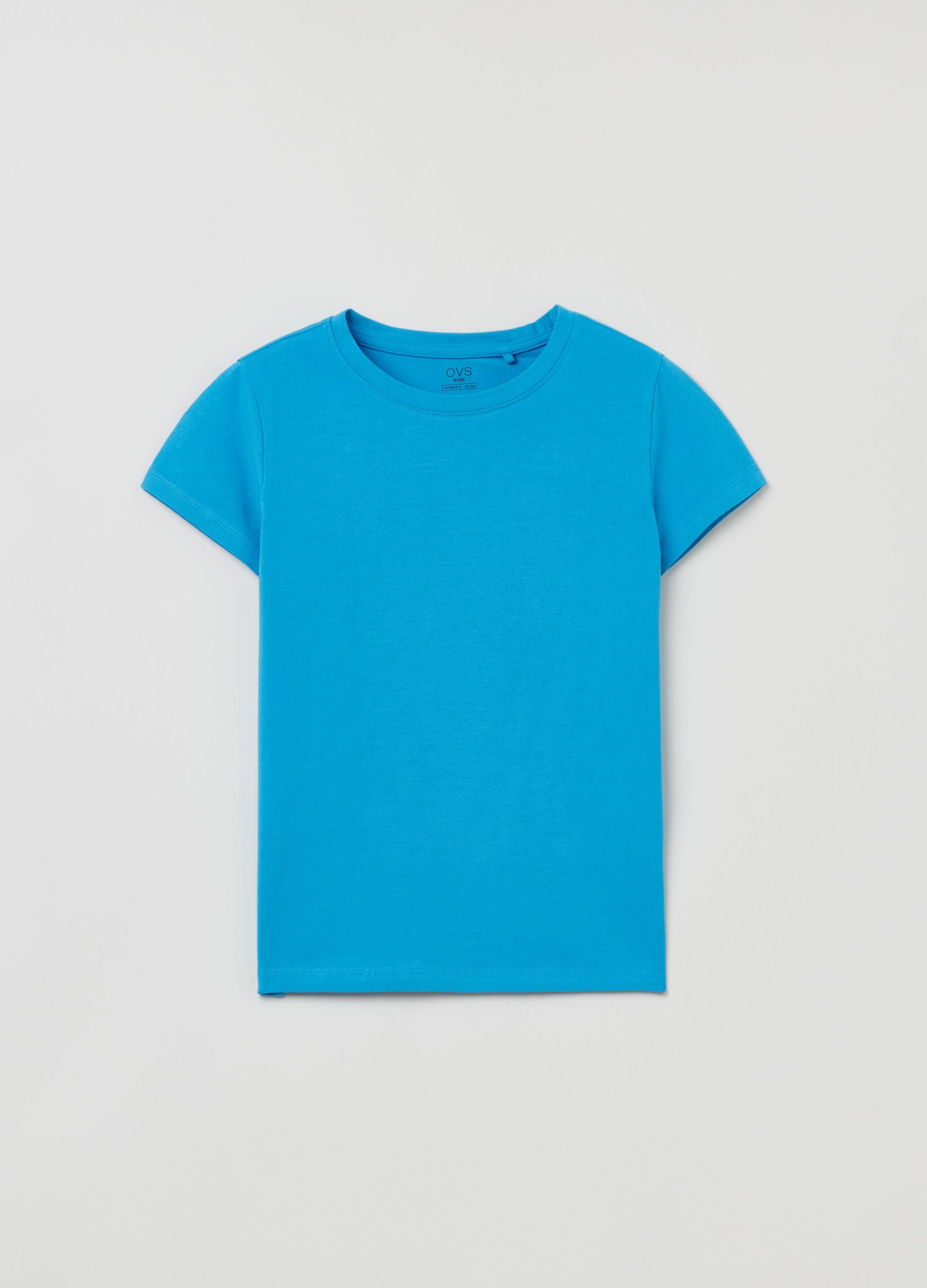 T-shirt girocollo in cotone stretch_0