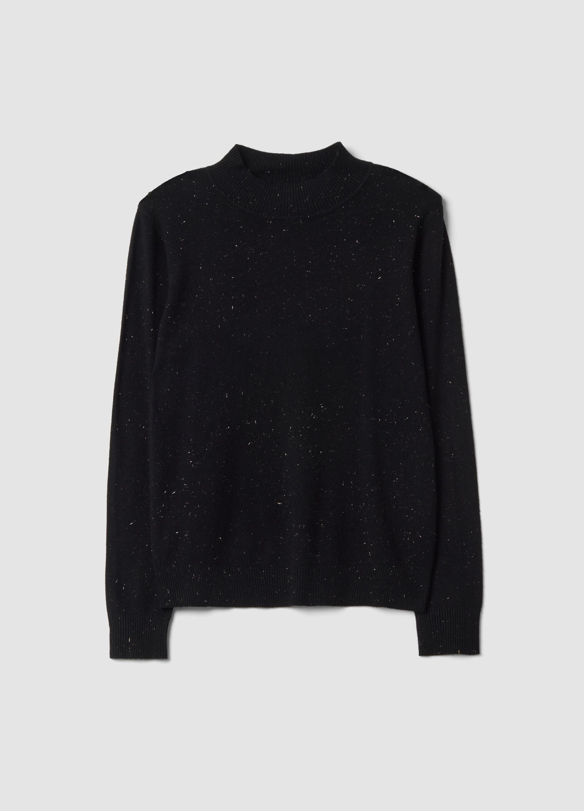 Black viscose-blend high-neck jumper, regular fit