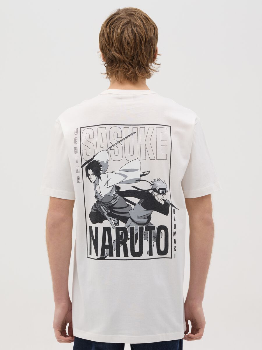 White T-shirt with Naruto and Sasuke print_2