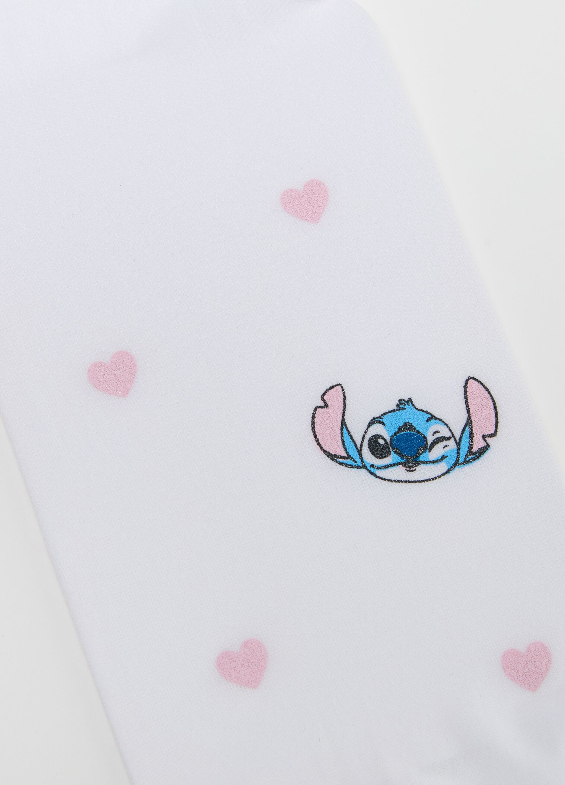 Collant in microfibra con stampa Stitch e cuori 