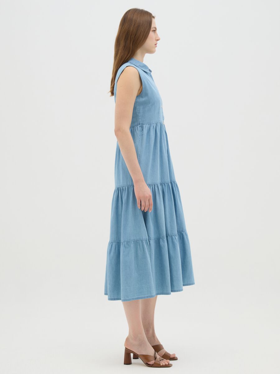 Light blue women's lyocell wide fit long dress_1
