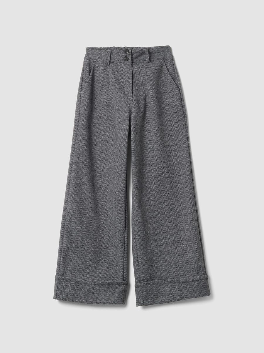 Grey wide-leg regular-fit trousers_0