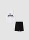 Black and white pure cotton set with top and shorts_0