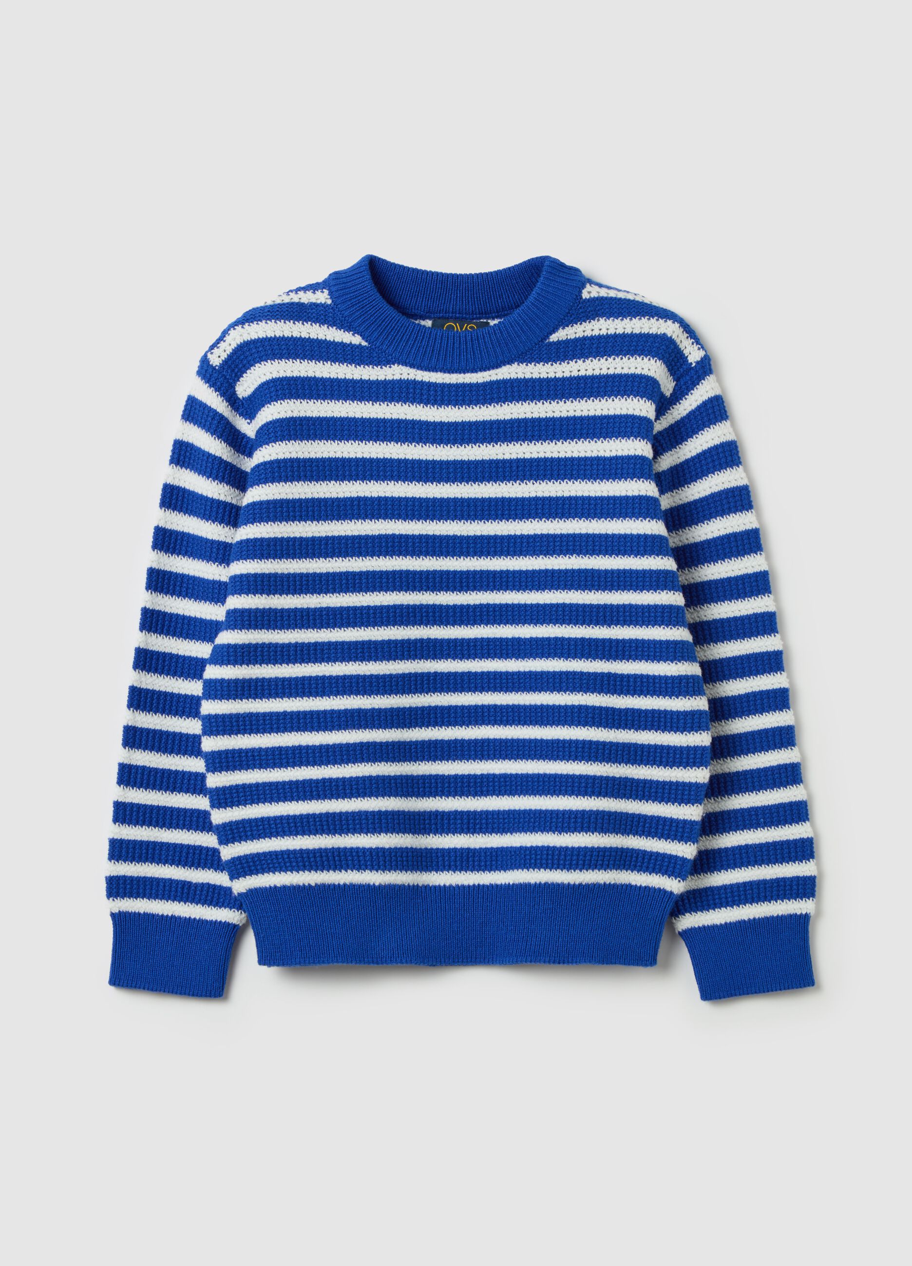 Cotton pullover with striped pattern