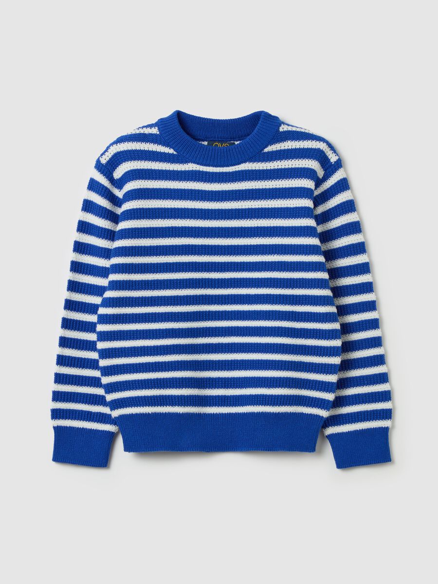 Cotton pullover with striped pattern_0