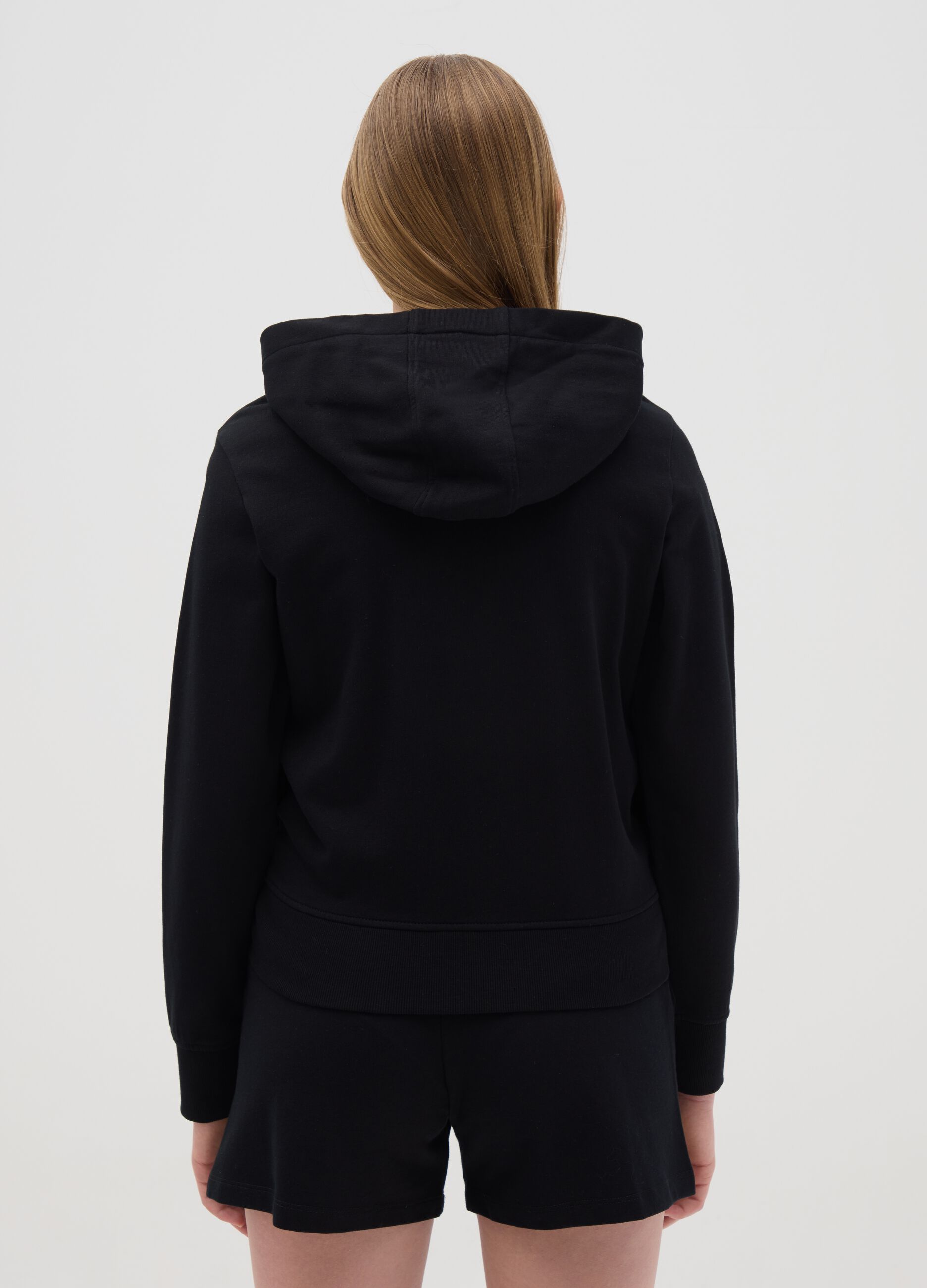 Full-zip in French Terry con cappuccio 