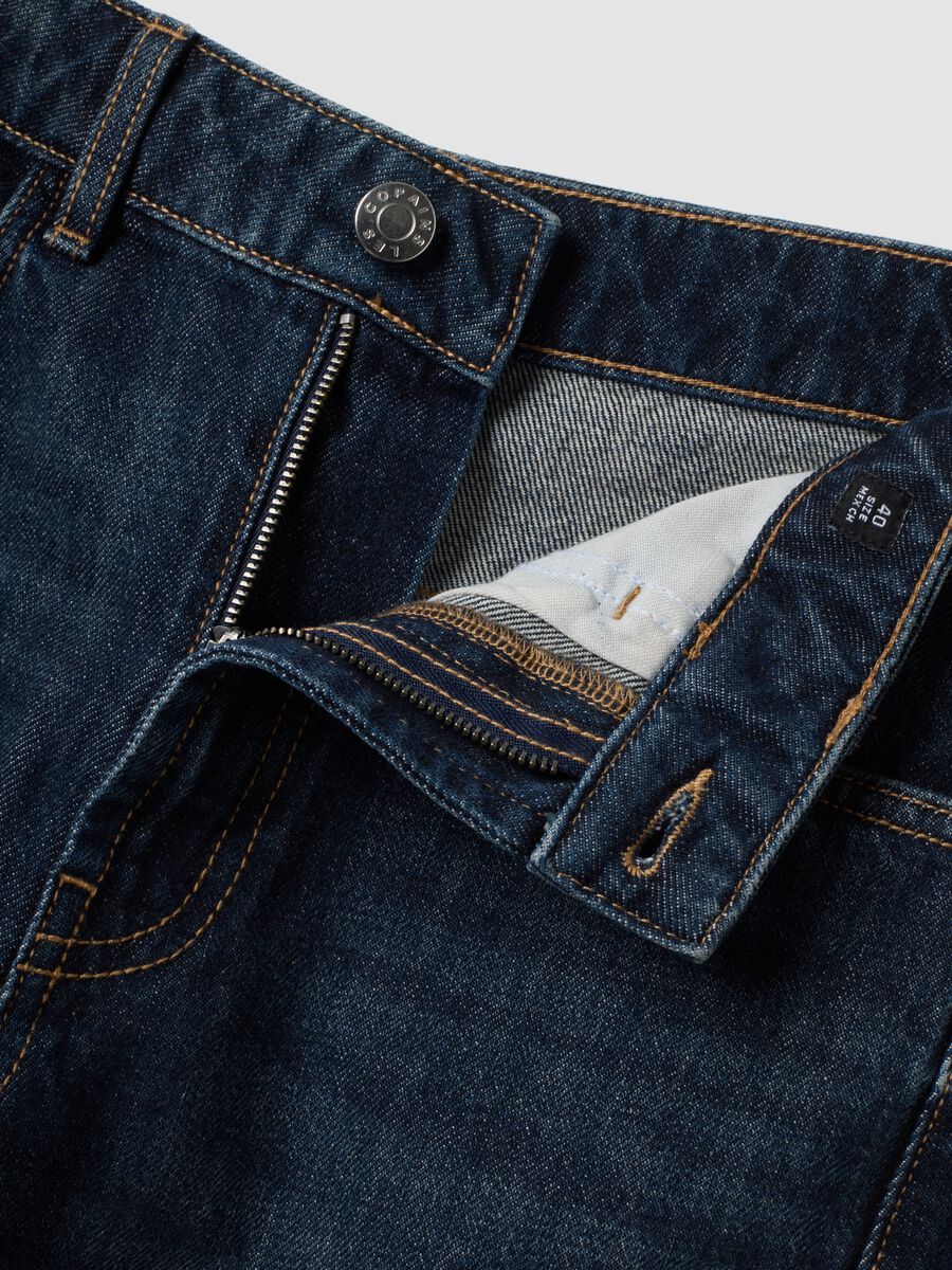 Blue balloon-fit pure cotton jeans_5