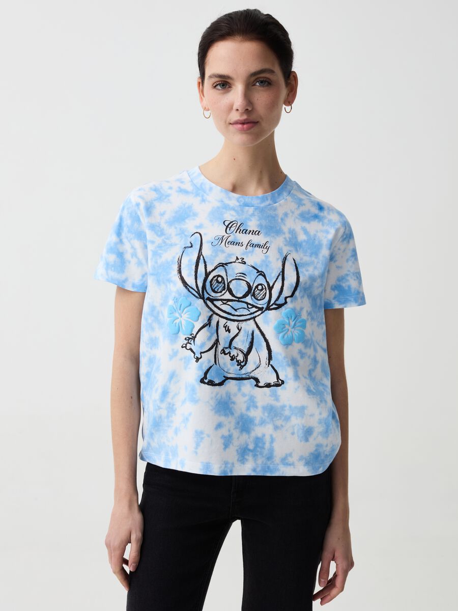 Tie-dye T-shirt with Stitch print_0
