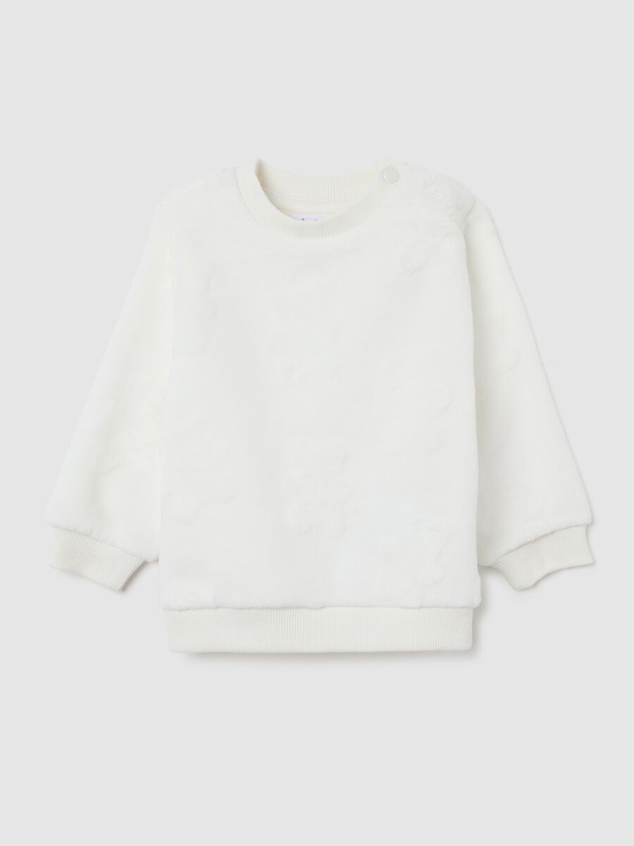 White regular fit baby jumper with round neckline_0