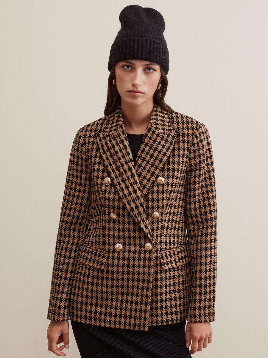 Blazer doppiopetto fantasia pied de poule_1