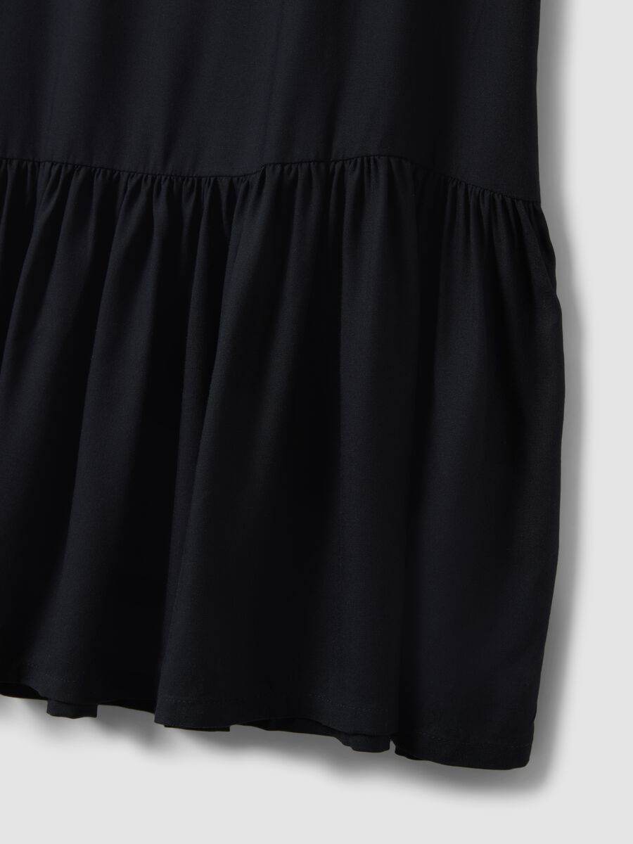Sleeveless pure viscose black dress, regular fit_5