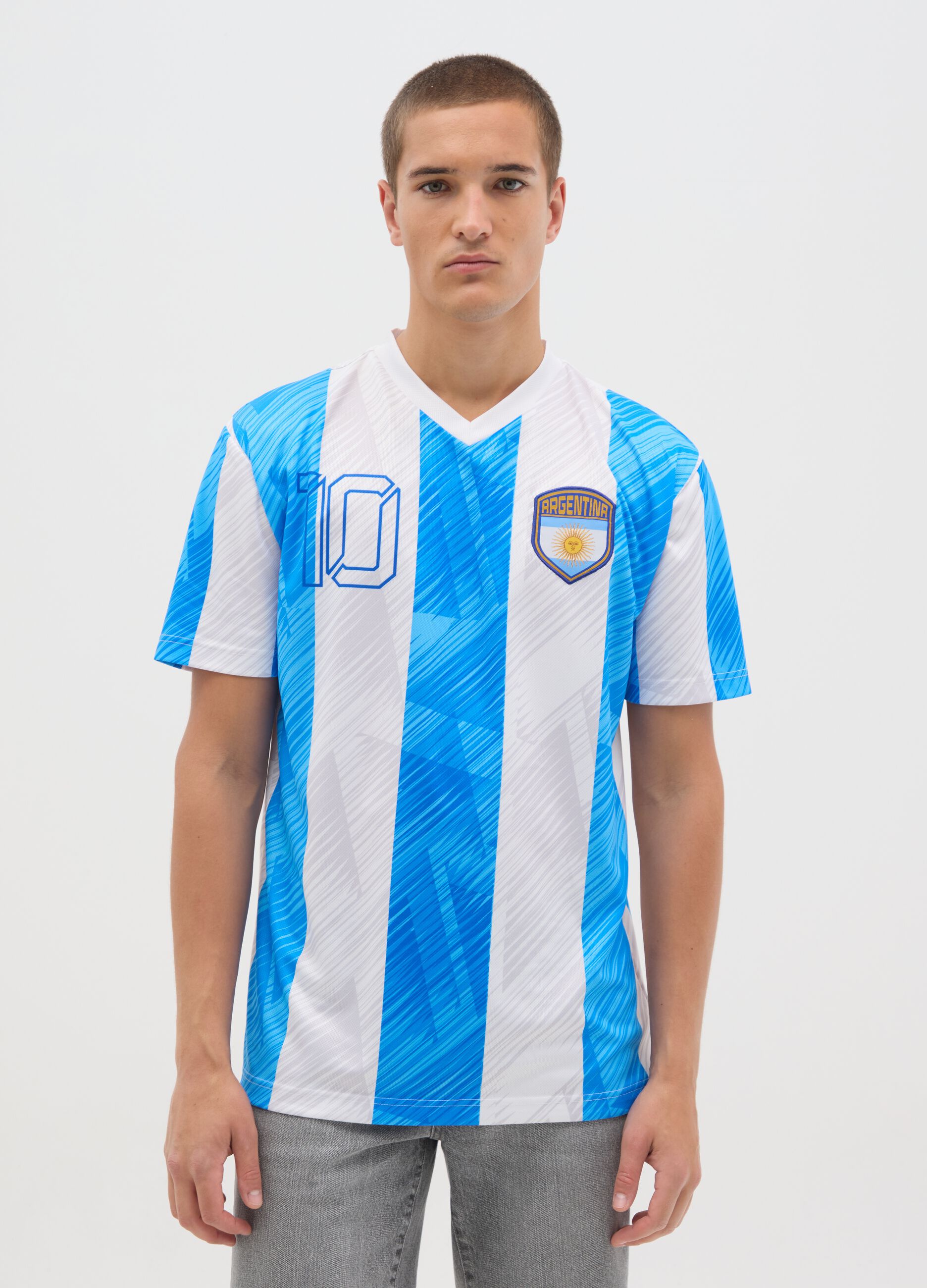 Maglia da uomo in multicolor a righe azzurre e bianche regular fit