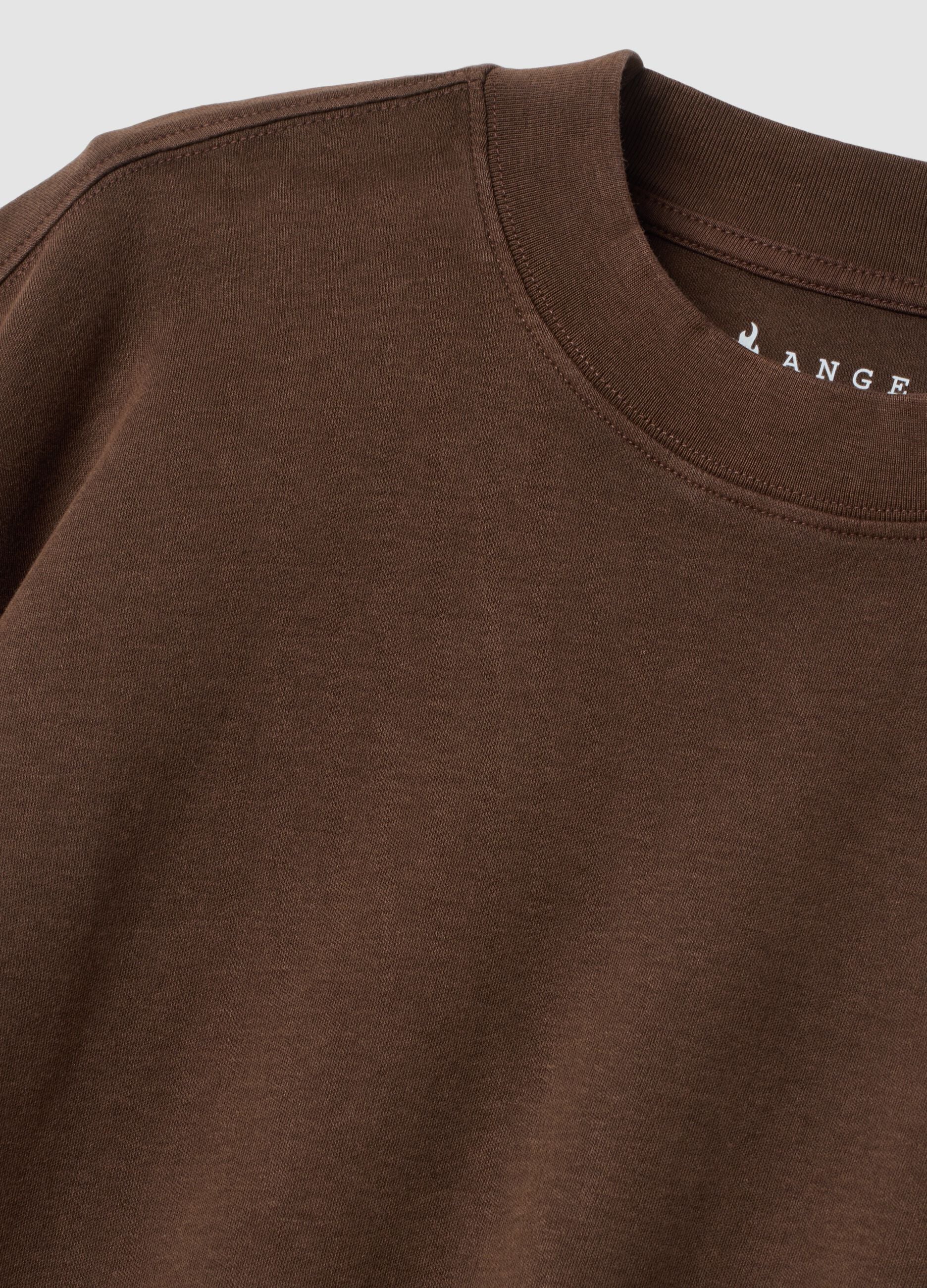 Brown crew-neck pure cotton T-shirt in a boxy fit