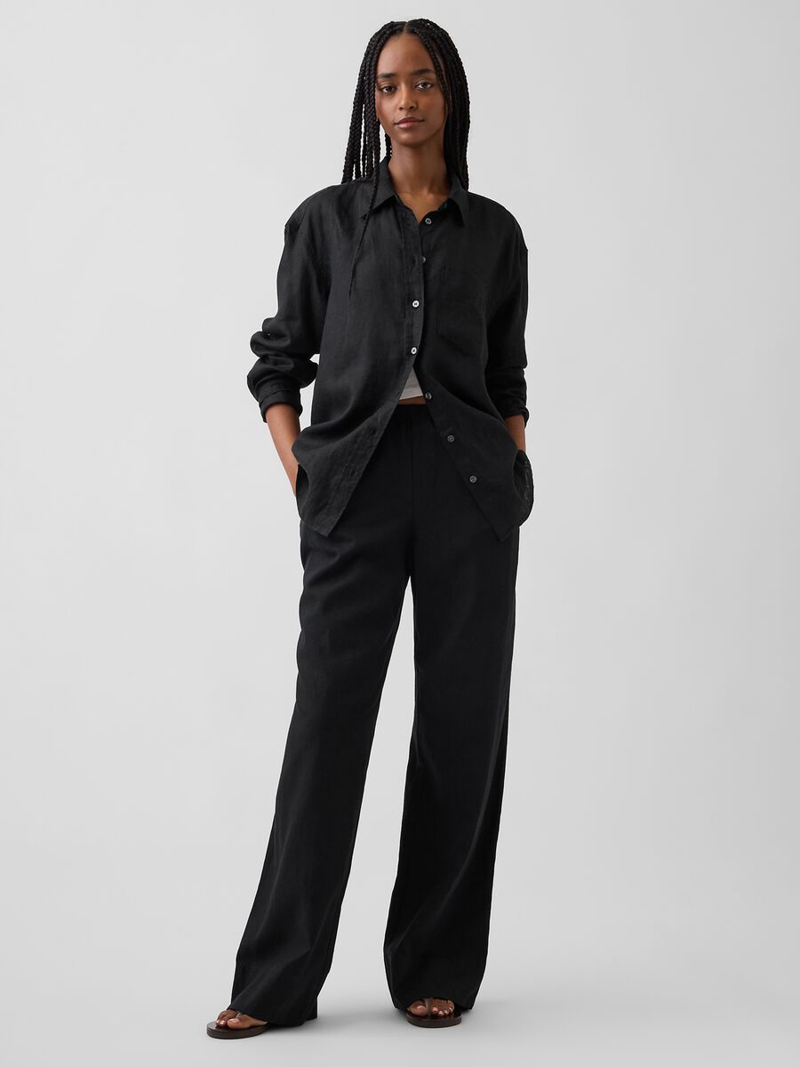 Wide-leg linen-blend trousers_3
