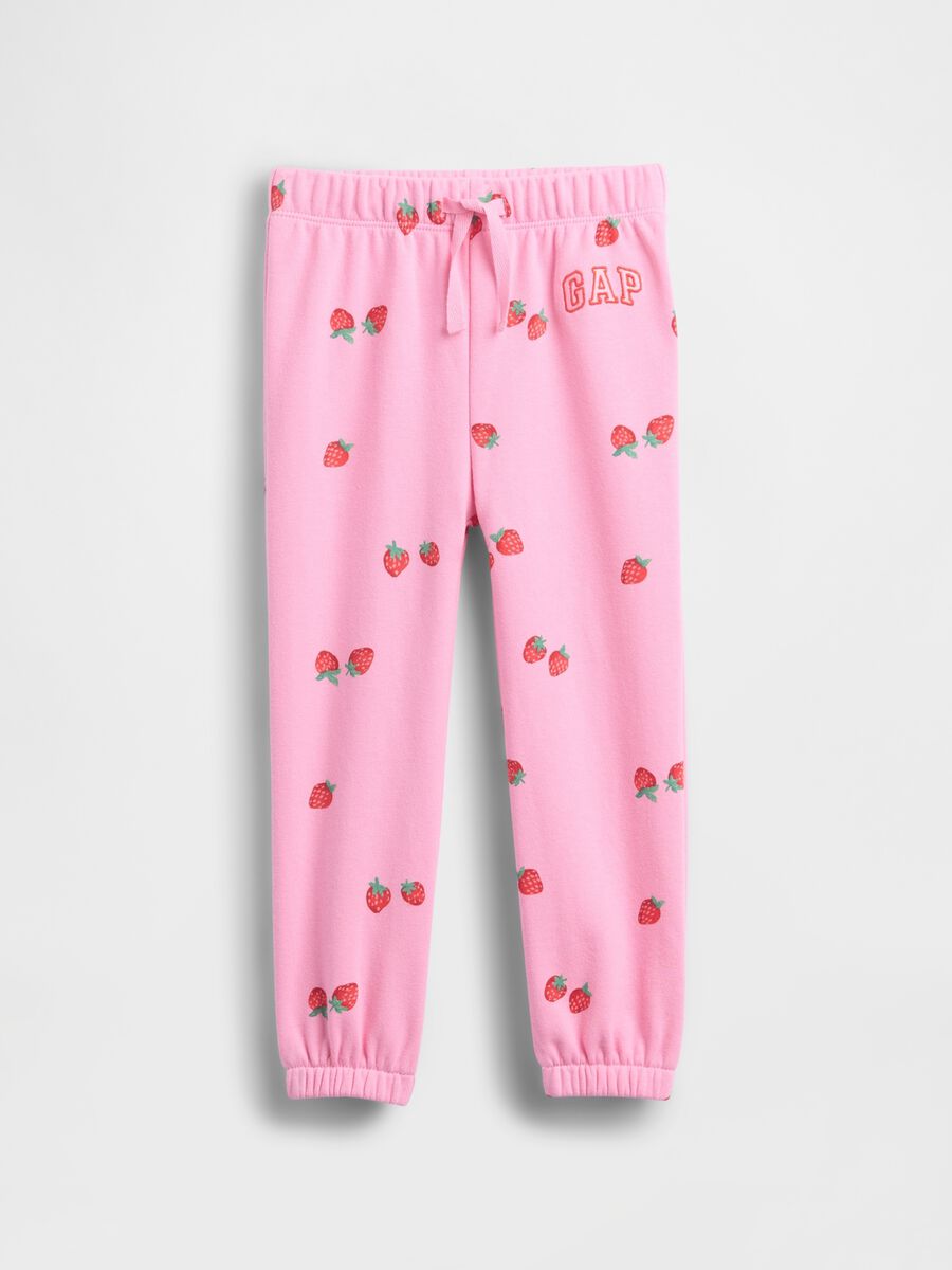 Cotton-blend joggers with strawberry print_0