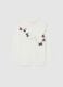 White mock neck children's top in pure cotton, regular fit with print_0