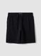 Black cotton-blend shorts with elasticated waist, regular fit_0