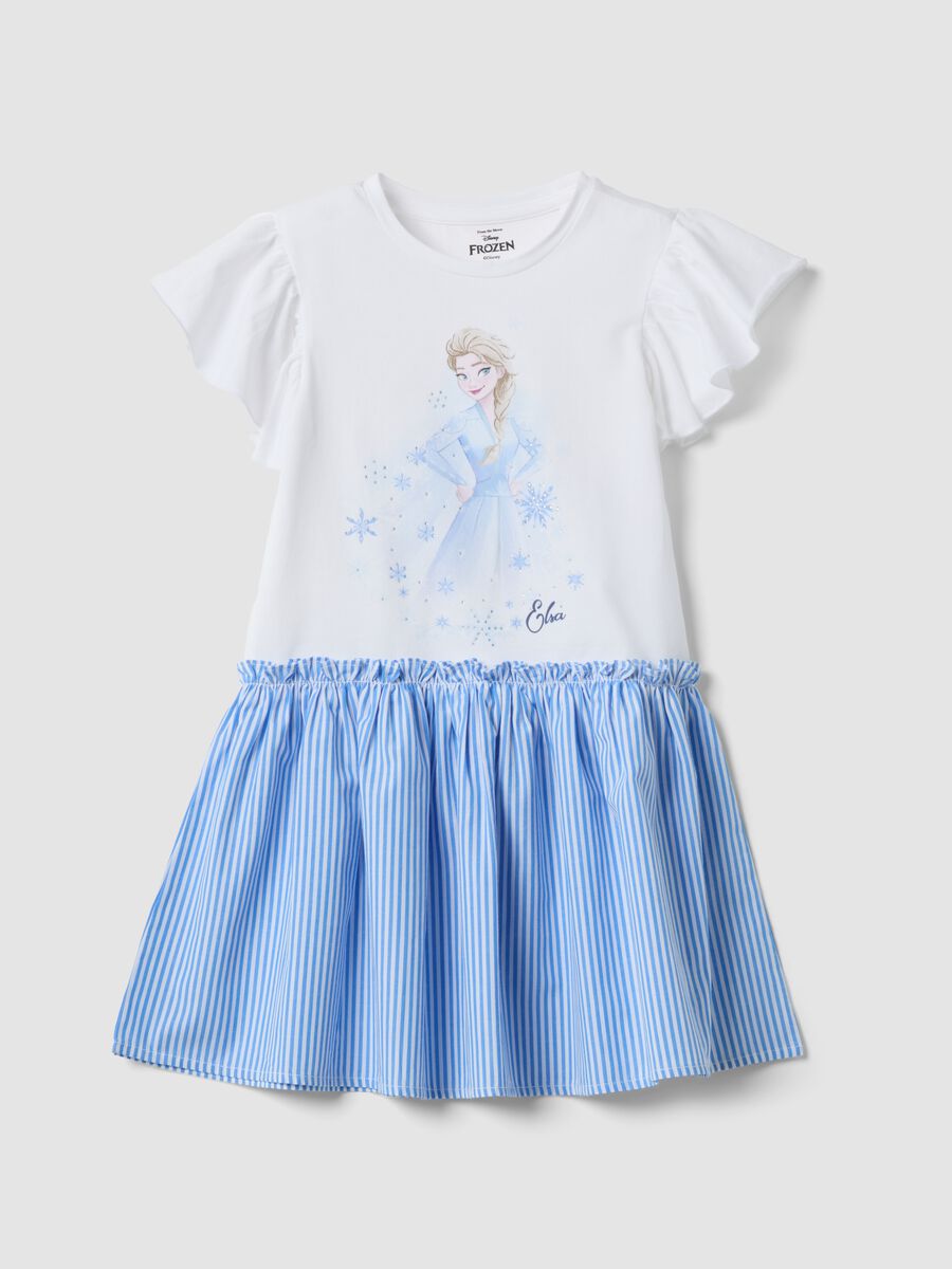 Abito multicolor in cotone elasticizzato da bambina con stampa Frozen_0