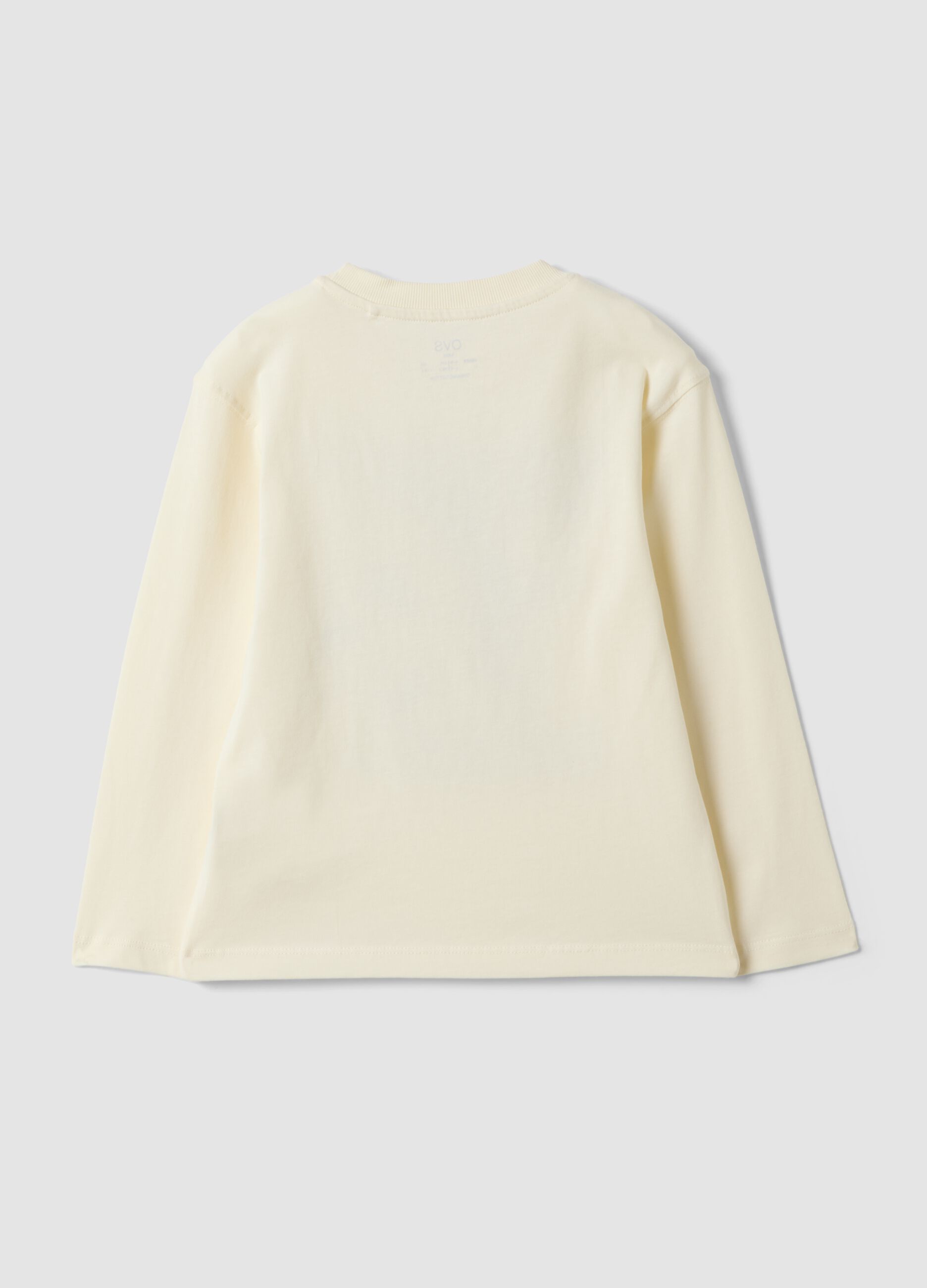 White oversized T-shirt in 100% organic cotton with racing print for boys