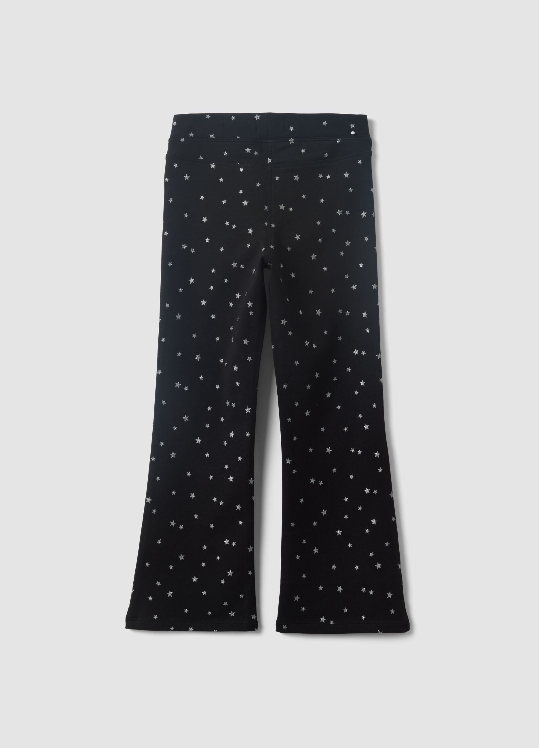 Black flared stretch-cotton star-print trousers for girls