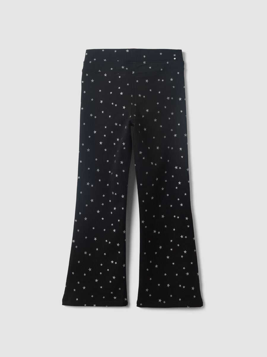 Black flared stretch-cotton star-print trousers for girls_1
