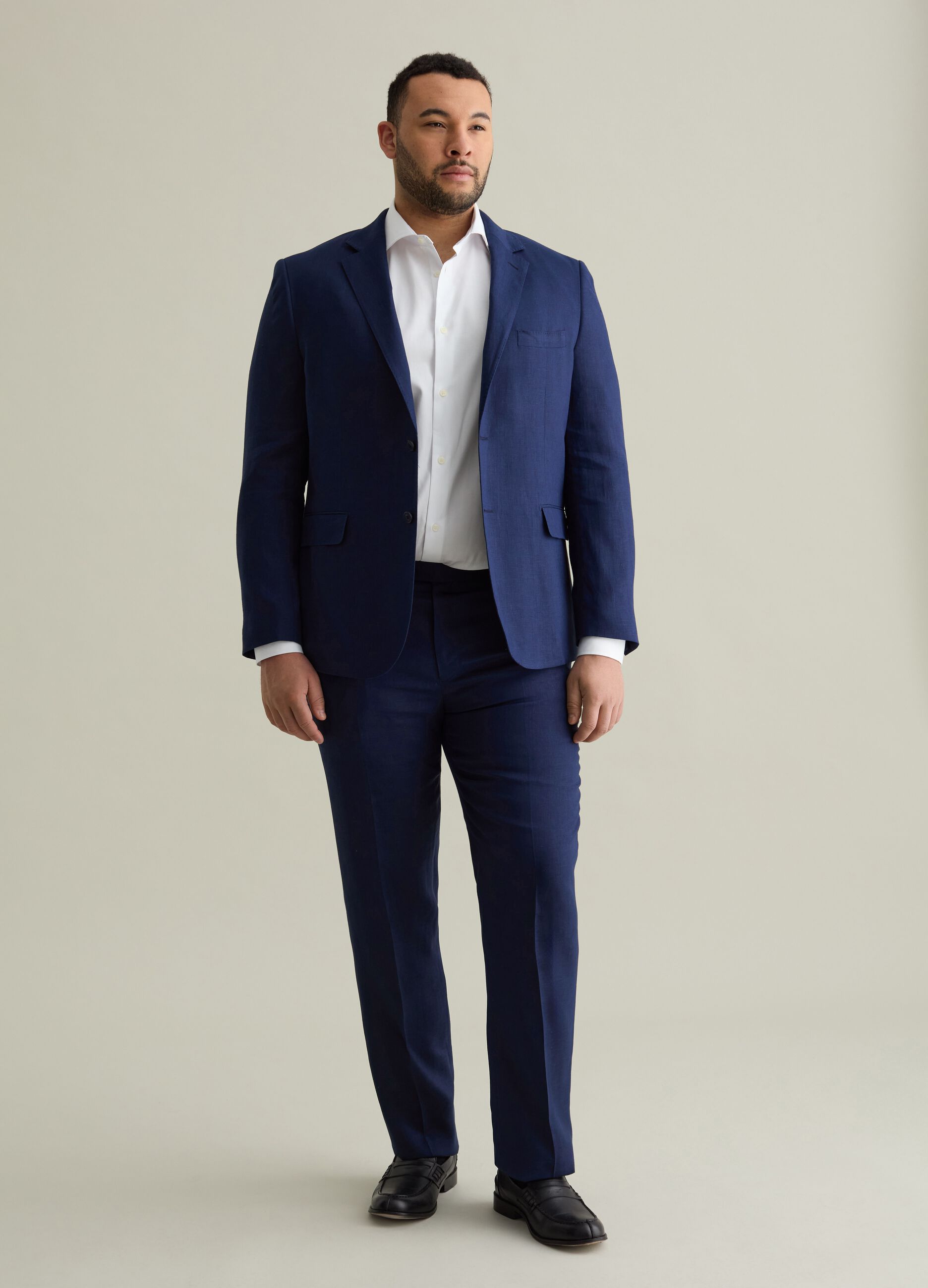 Blazer da uomo in lino blu regular fit