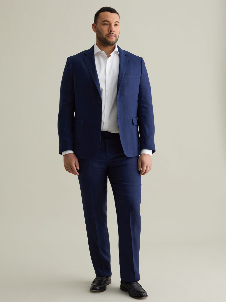 Men's Blue Linen Blazer Regular Fit_1