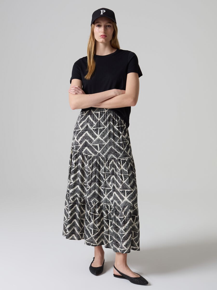 Long tiered skirt in viscose_0