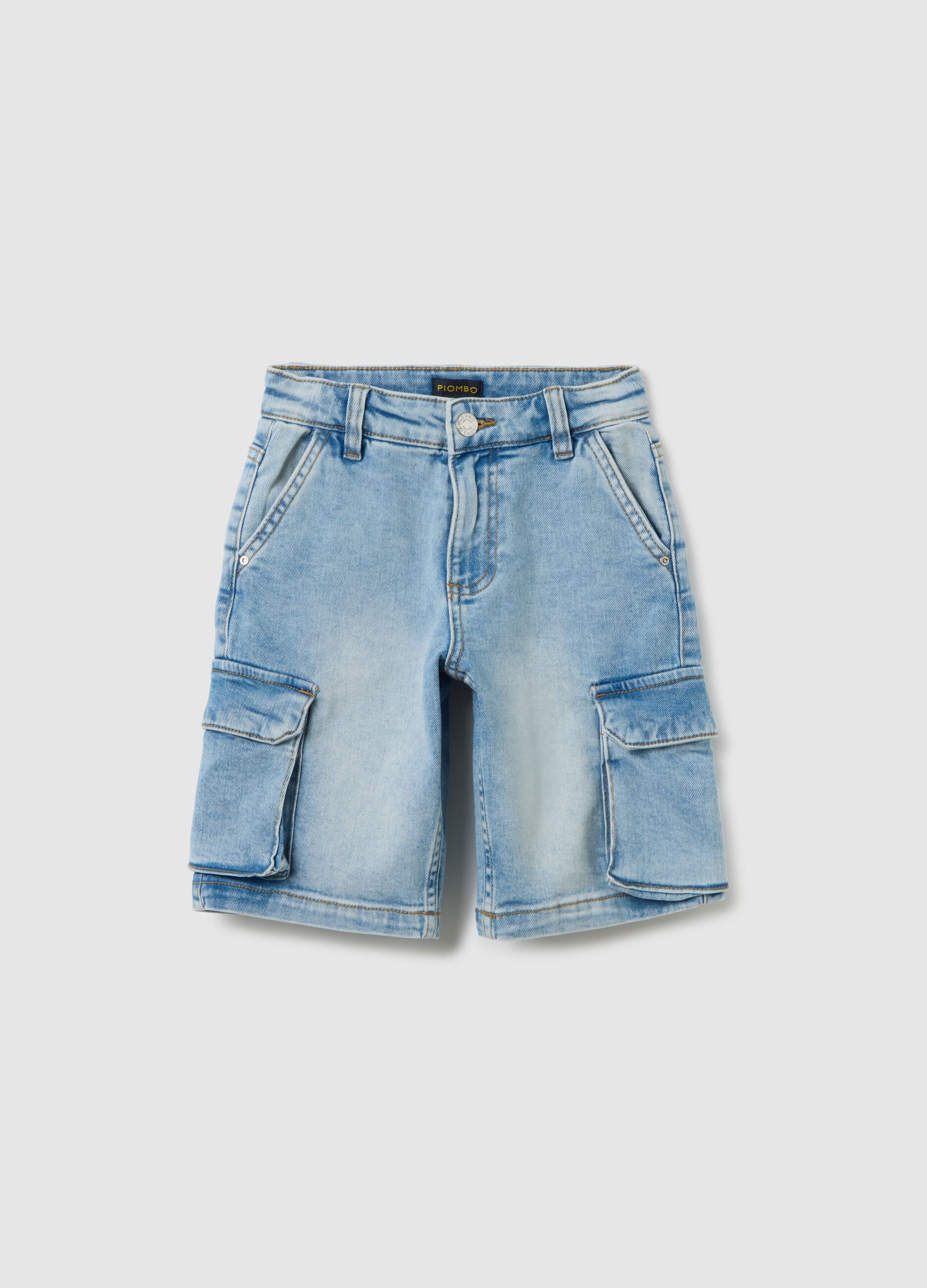 Blue denim baggy cargo trousers for kids