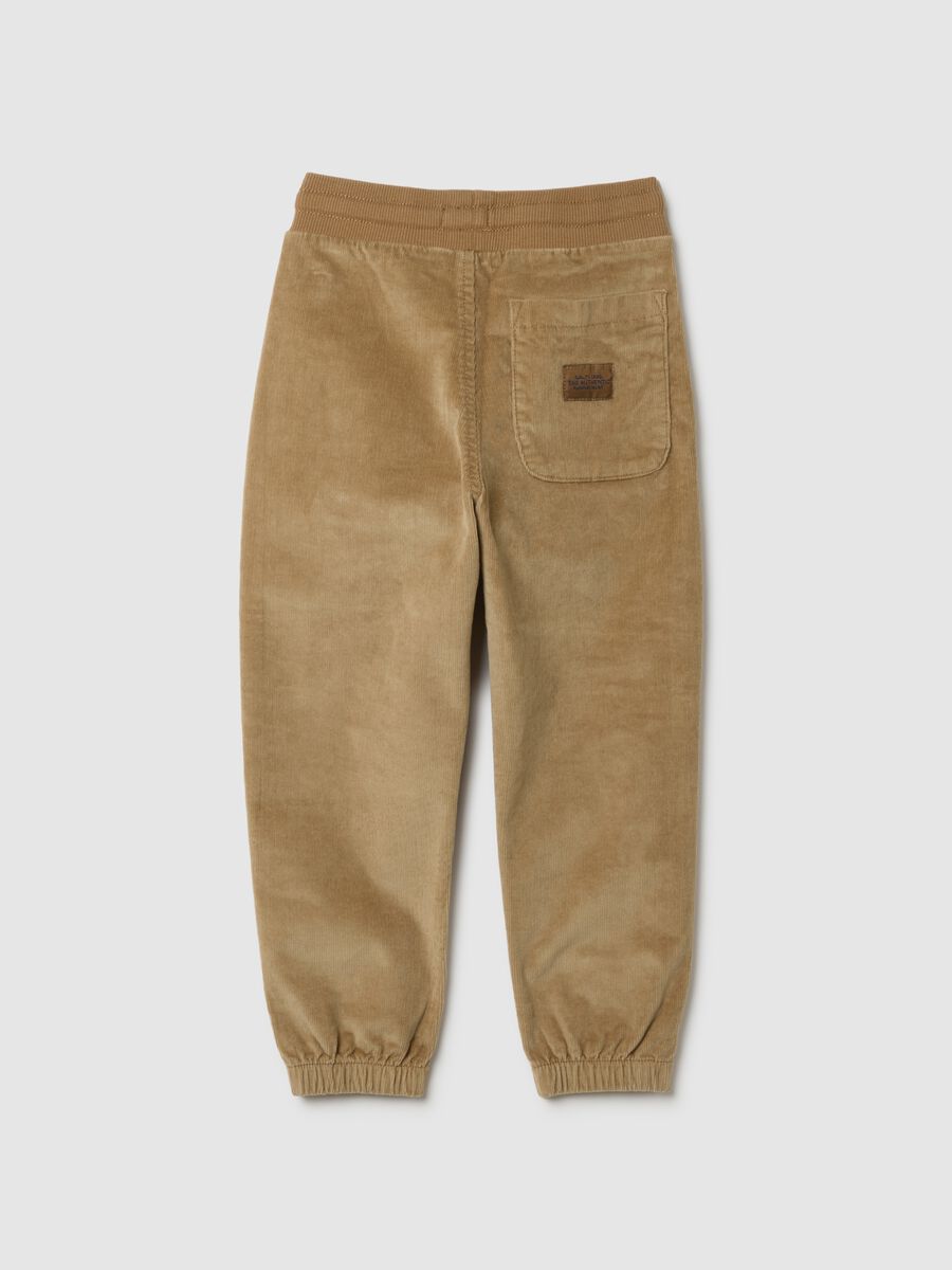 Children's beige cotton blend trousers - regular fit_1