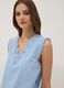 Sleeveless sky-blue pure cotton V-neck top, regular fit_0