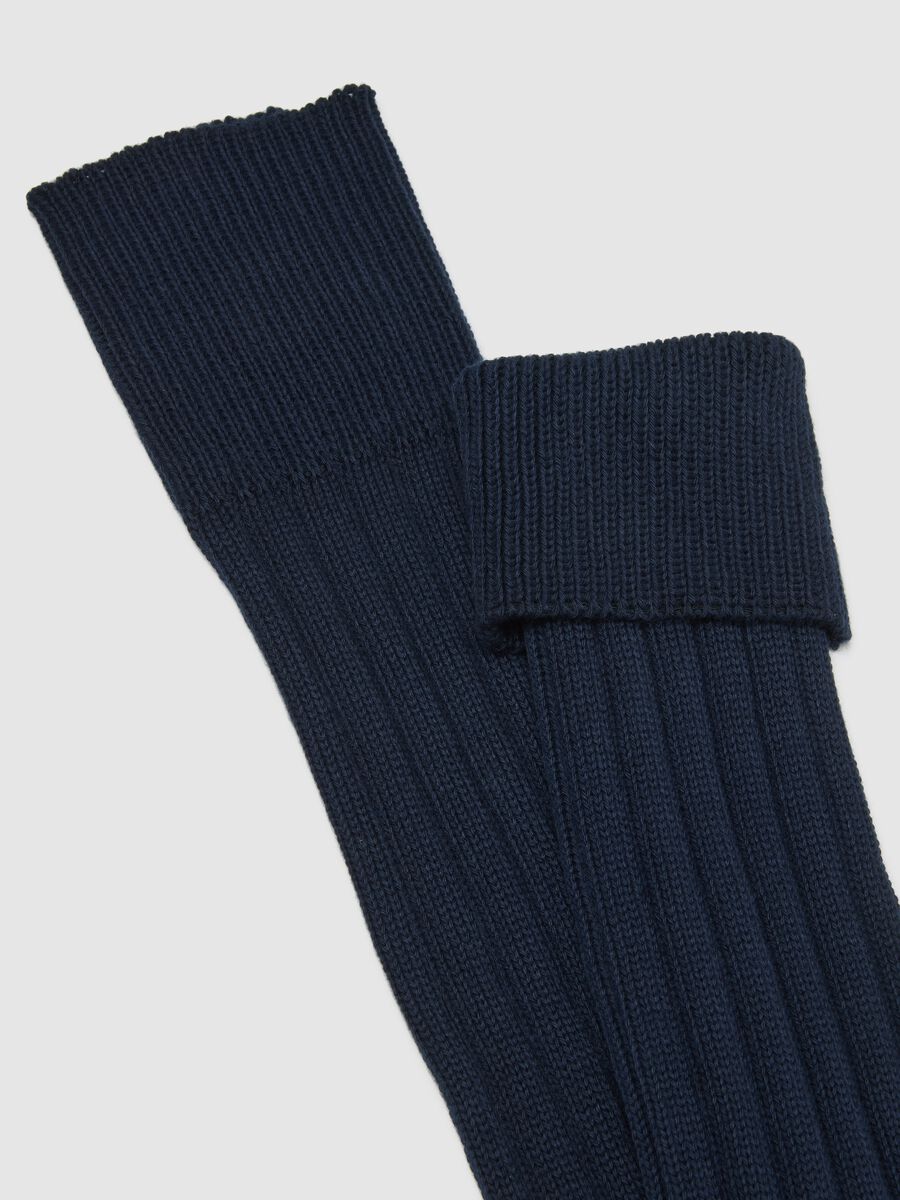 Long Socks in Pure Blue Cotton_1