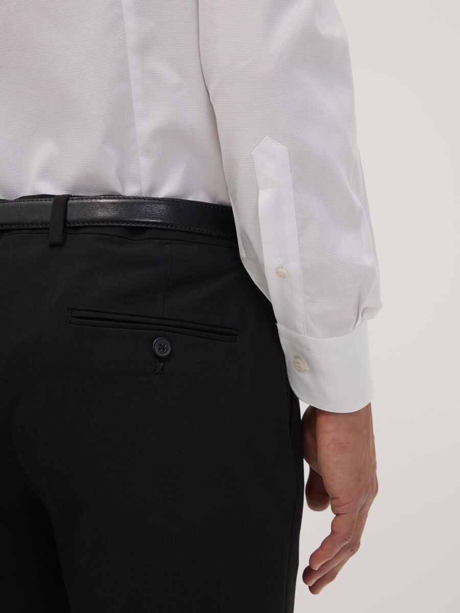 Camicia bianca in puro compact cotton con collo francese slim fit_2