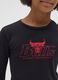 Girls' black stretch cotton slim fit T-shirt with Chicago Bulls logo_2