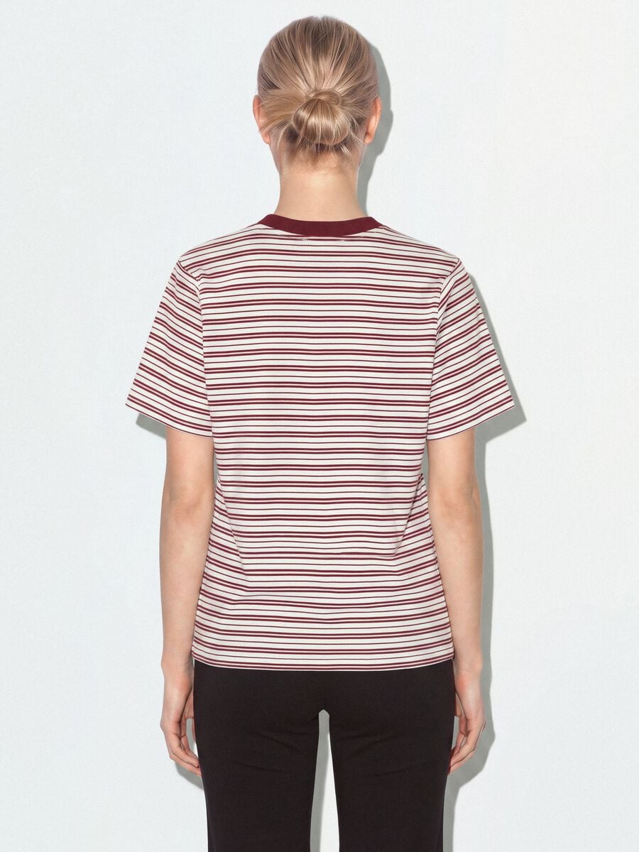 Multicolour relaxed-fit striped pure cotton T-shirt with chest embroidery_2