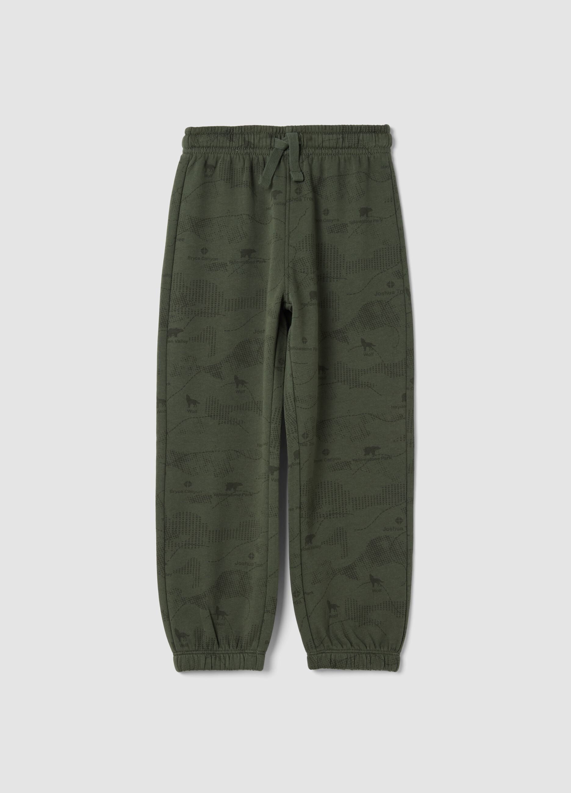 Pantaloni jogger verdi in puro cotone organico over fit