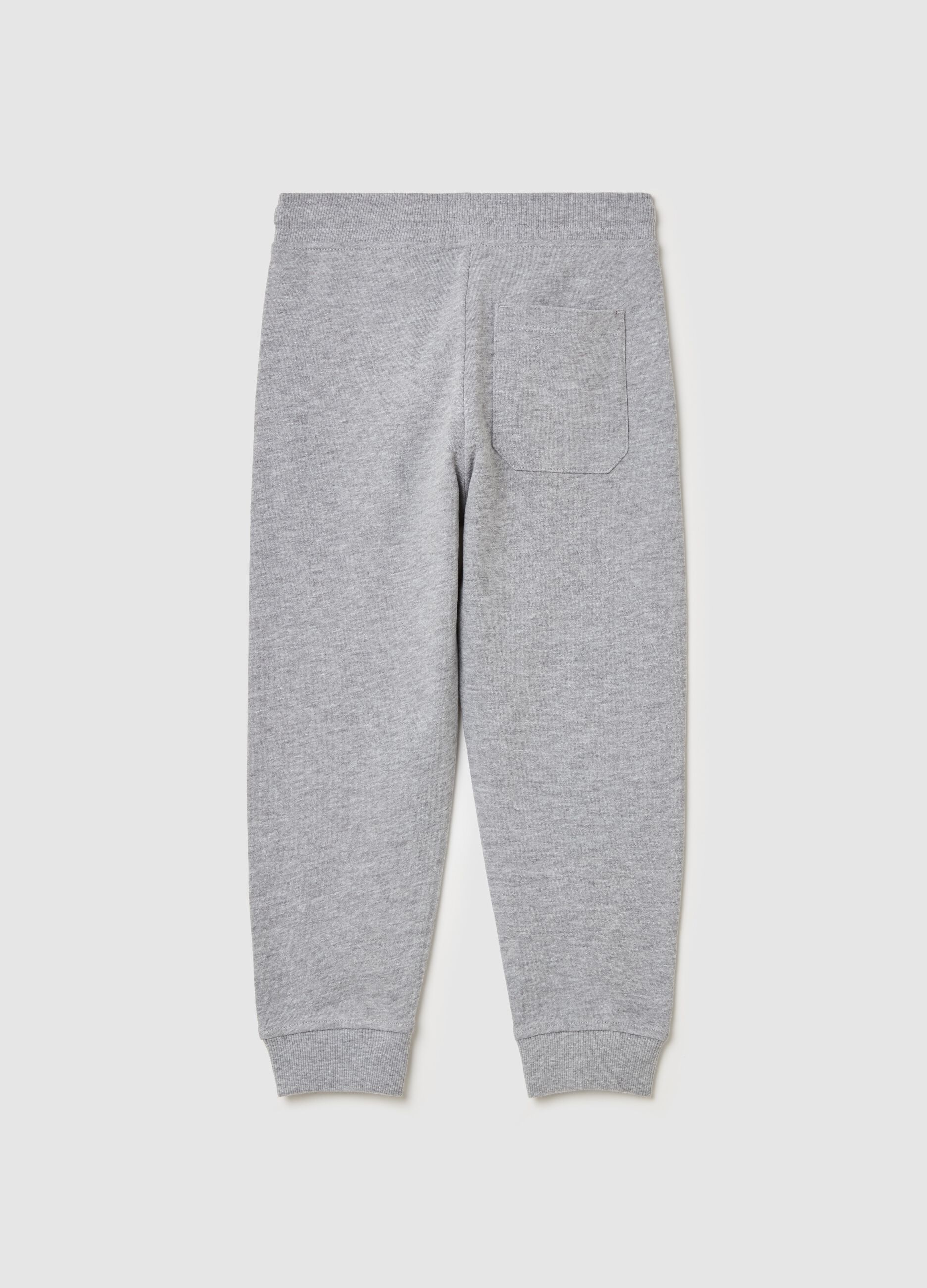 Joggers da bambino in puro cotone grigio regular fit