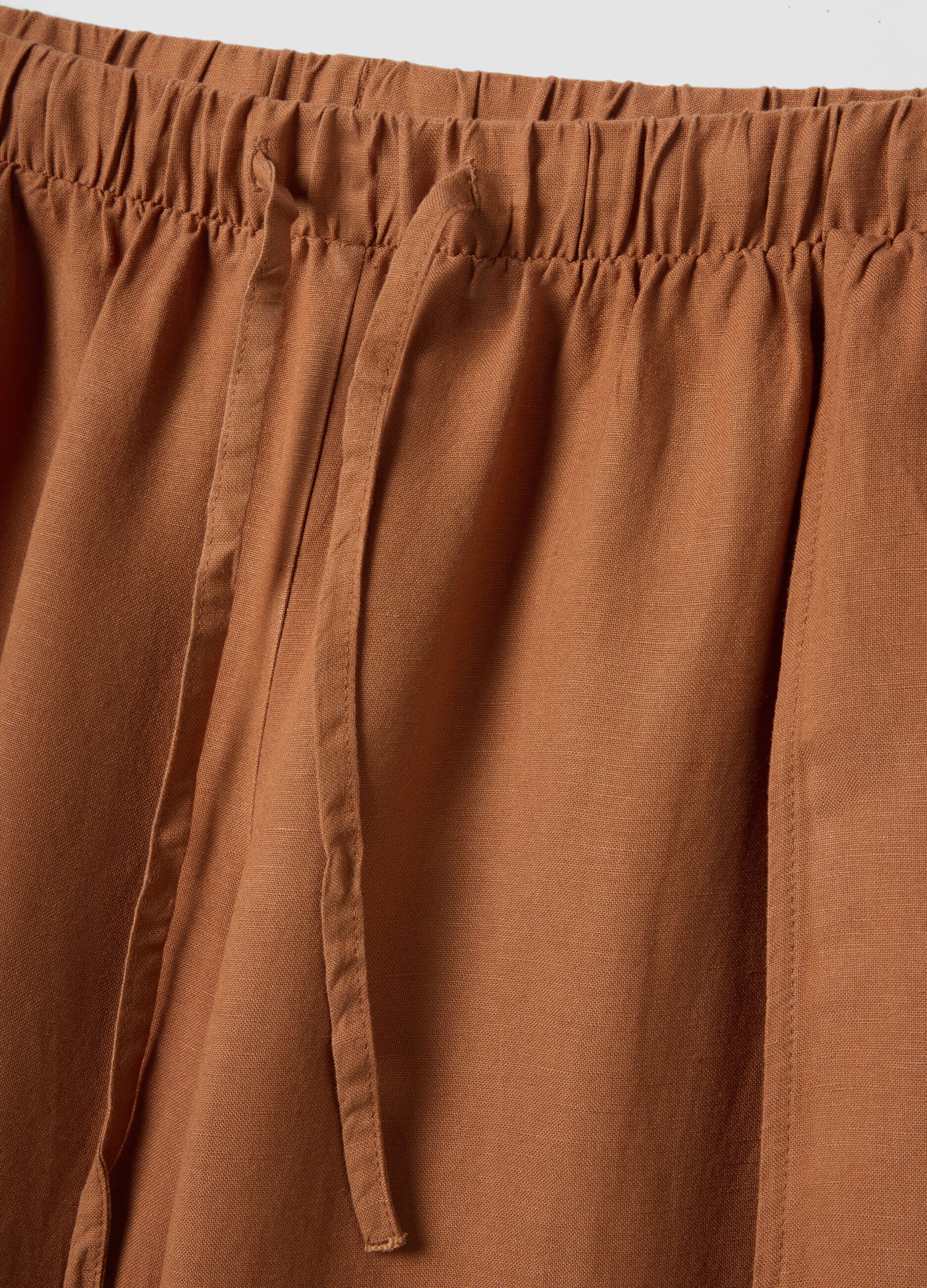 Brown wide-leg linen and viscose-blend trousers