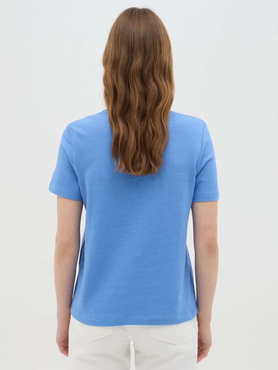 Blue cotton and linen T-shirt_3