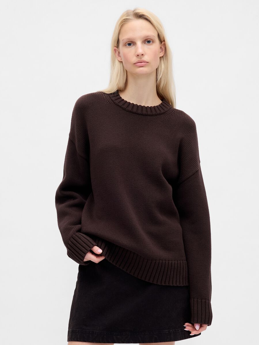 Maglione marrone scuro in cotone_0