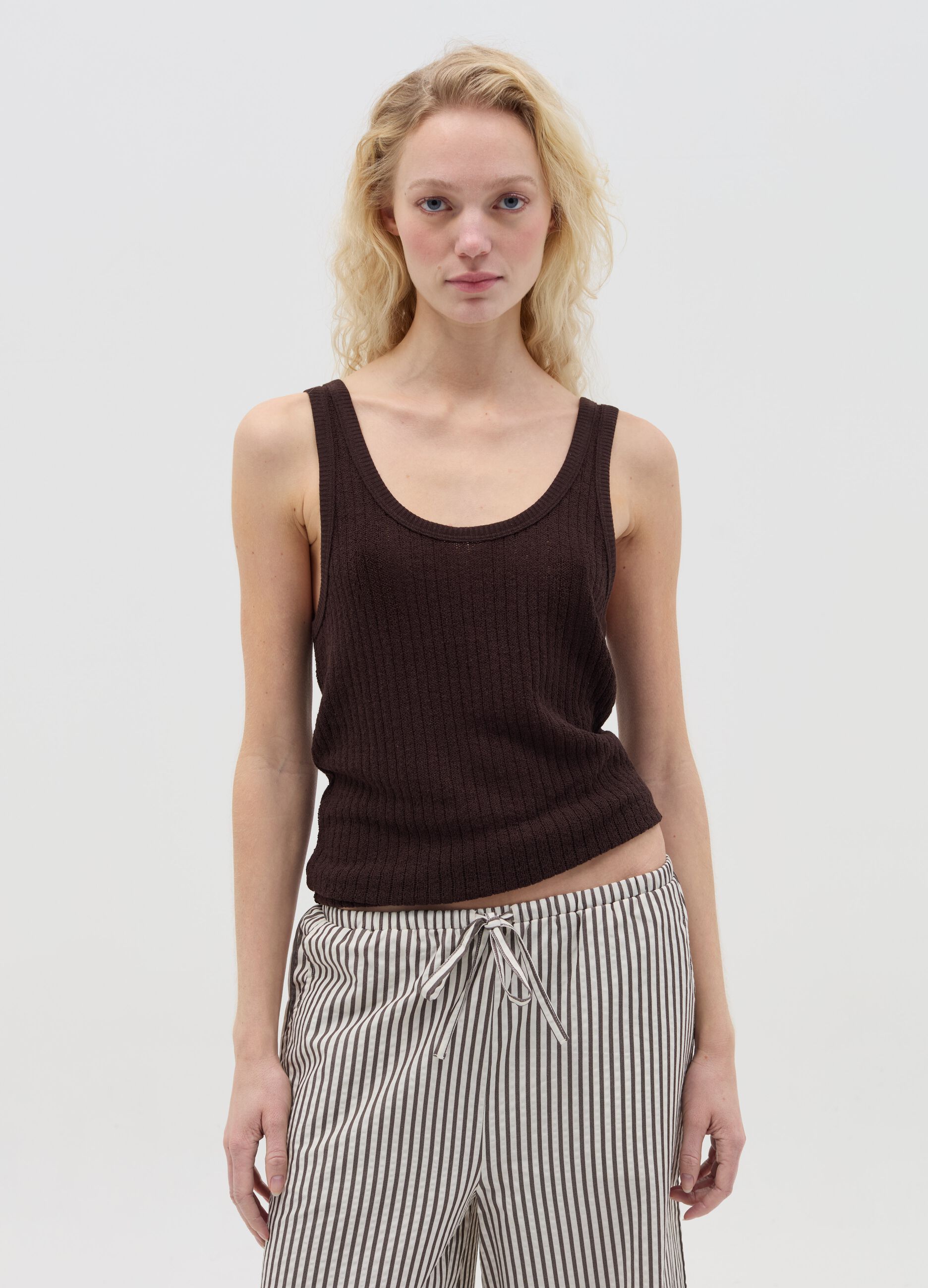 Tank top with striped motif