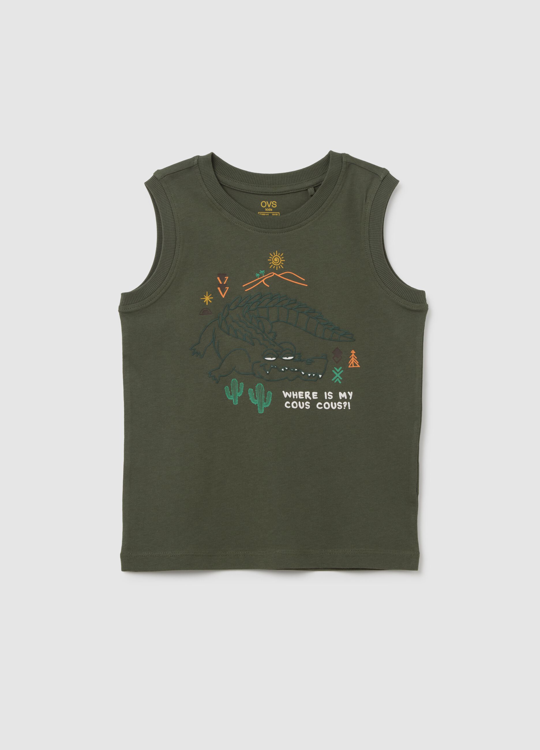 Children's Green Regular Fit Cotton Vest