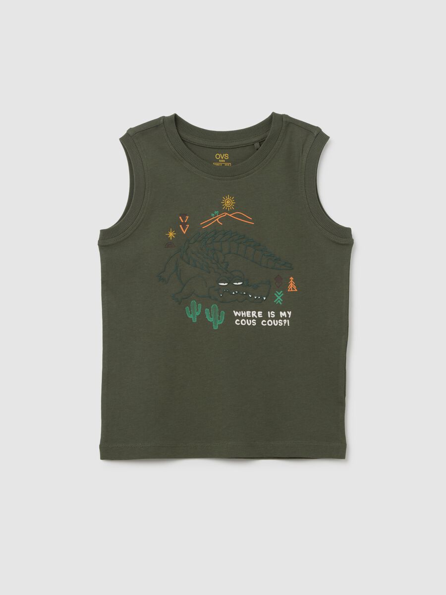 Children's Green Regular Fit Cotton Vest_0