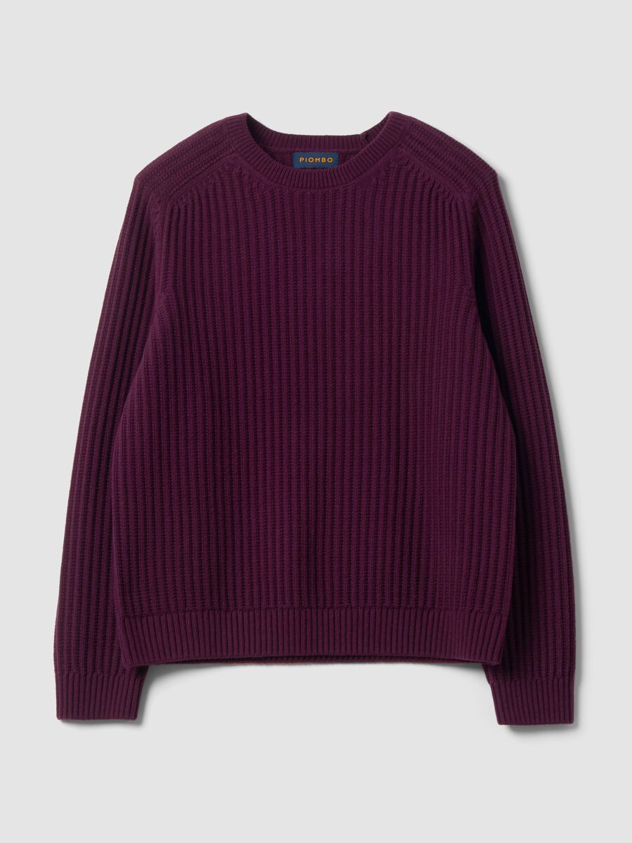 Maglia viola in misto cotone a coste con girocollo regular fit_4