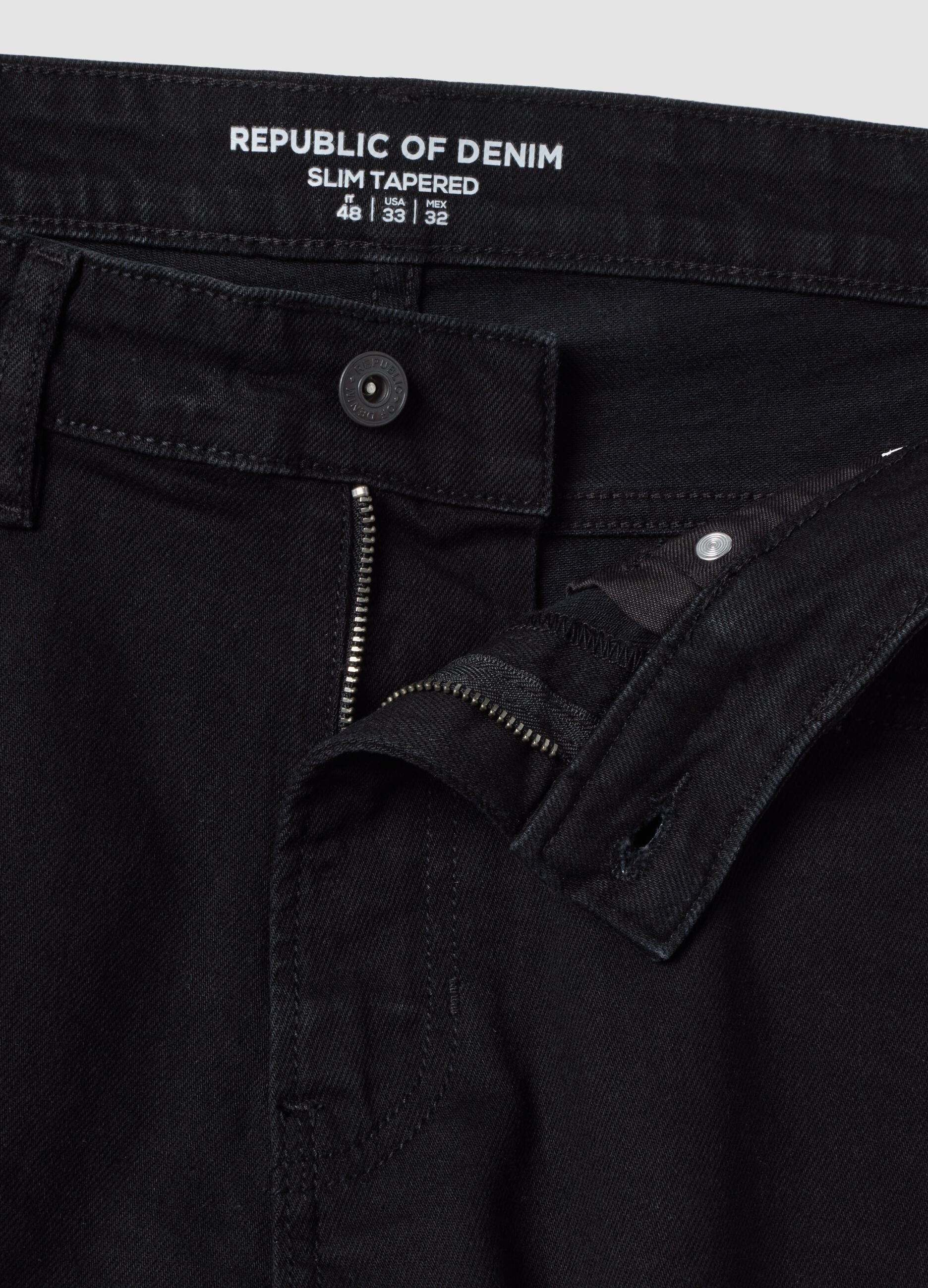 Black slim-fit stretch cotton jeans