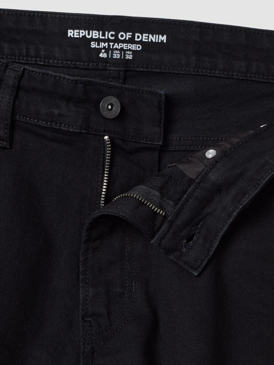 Black slim-fit stretch cotton jeans_2